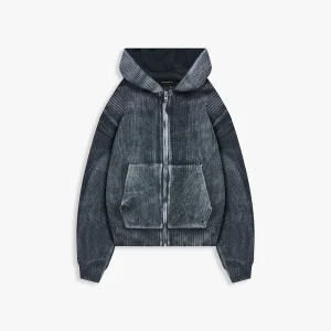Reternity Essential Knit Zip Hoodie - Acid Black