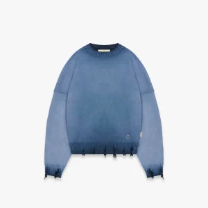 Reternity Oil Washed Knit Sweatshirt Blue