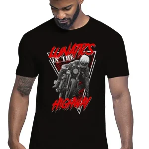 Lunatics in the HigWay Auto Moto e Bici 161-2019-2 T-shirt Urban Men Uomo 100% Cotone Pettinato JK