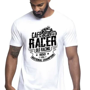 Cafe Racer Old Racing Auto Moto e Bici 161-2019-9-2 T-shirt Urban Men Uomo 100% Cotone Pettinato JK
