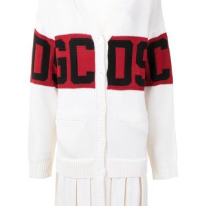 GCDS Woman Logo Sweater Cardigan Dress White