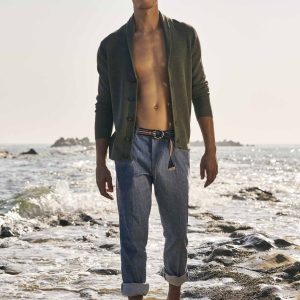 PANTALONI IN TESSUTO A TRAMA MELANGE