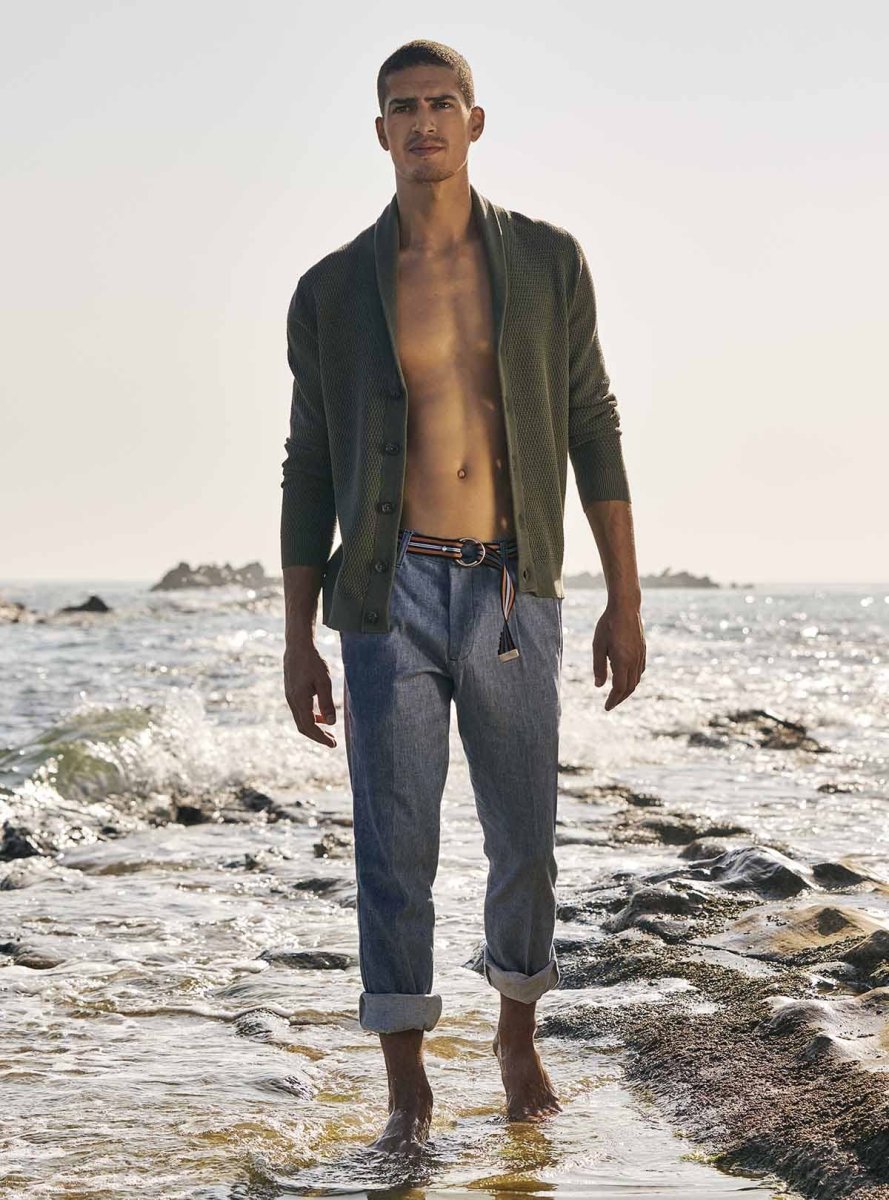 PANTALONI IN TESSUTO A TRAMA MELANGE