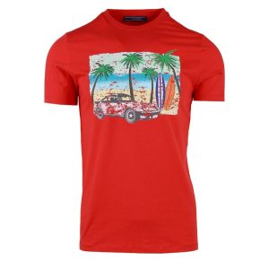 T-SHIRT CON STAMPA SURF E PALME