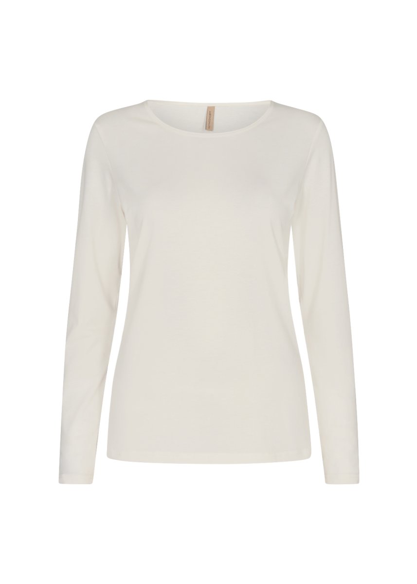 Maglietta base bianca in cotone organico panna e nero - immagine 7