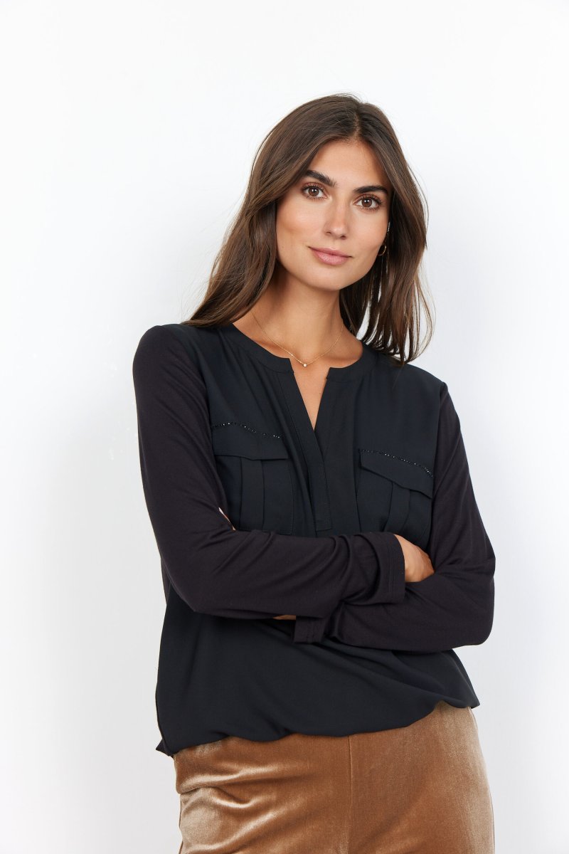 Blusa morbidissima in verde e nero elastico sotto - immagine 8