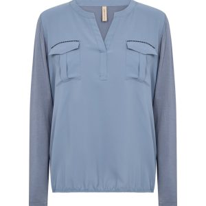 Blusa SC-Hermine in Viscosa Sostenibile LENZING™ ECOVERO™ – Grigio Azzurro