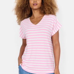 SC-KAIZA 3 T-SHIRT A RIGHE BIANCO E ROSA