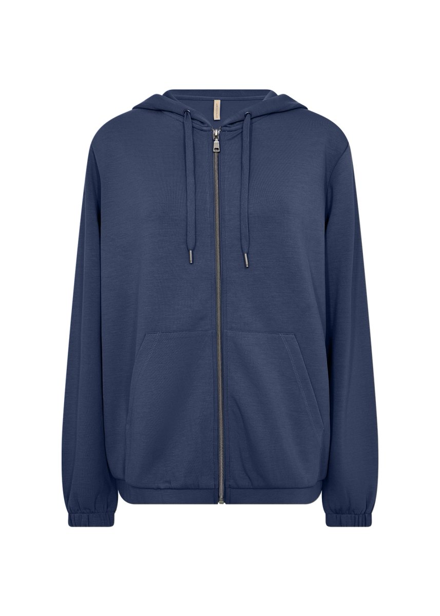 Felpa Banu 177 con cappuccio e zip – Tessuto antistress, blu notte, taglie S-XL - immagine 2