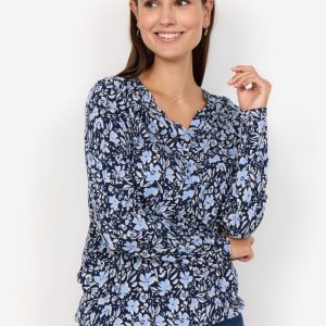 BLUSA SC-FELICITY AOP 493 IN COTONE BIOLOGICO E VISCOSA CON STAMPA FLOREALE, TG S-XXL