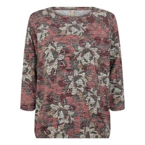 Blusa SC-Galina 49 con scollo a barca – Stampa elegante, maniche 3/4 (taglie S–XXL)
