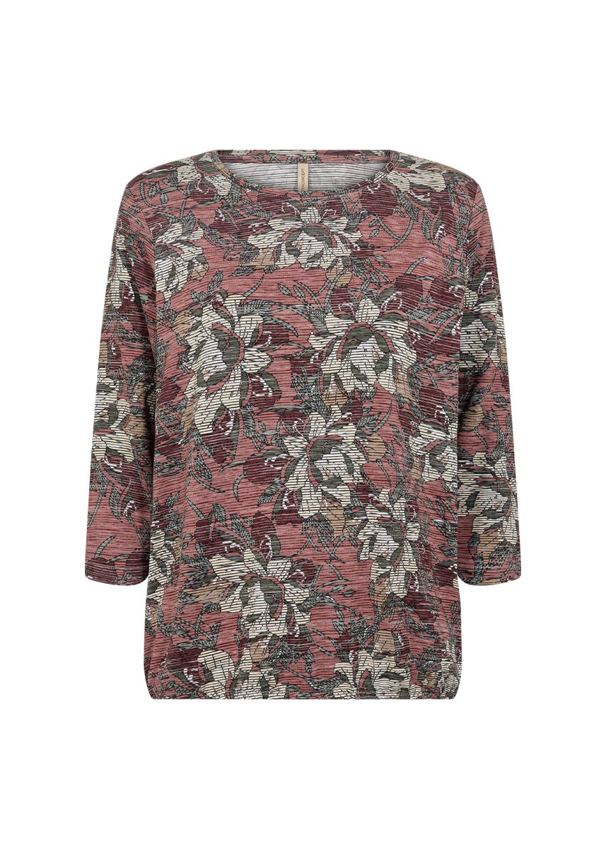 Blusa SC-Galina 49 con scollo a barca – Stampa elegante, maniche 3/4 (taglie S–XXL)