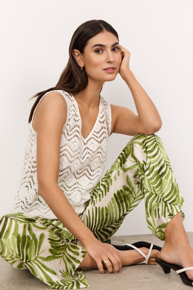 Top SC-RUSLA 1 in Puro Cotone con Dettagli in Pizzo – Bianco - immagine 8