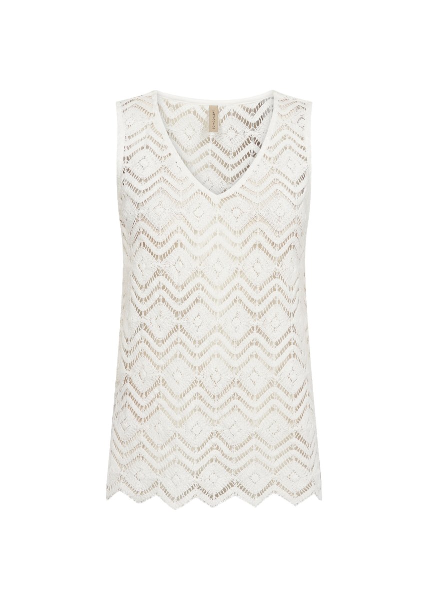 Top SC-RUSLA 1 in Puro Cotone con Dettagli in Pizzo – Bianco - immagine 2