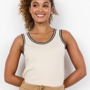 SC-Dollie 763 – Canotta classica in viscosa con profili a contrasto – Beige
