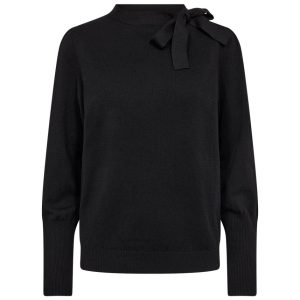 Pullover SC-Nicole 1 con fiocco al collo – Nero, caldo e femminile (taglie XS–M)