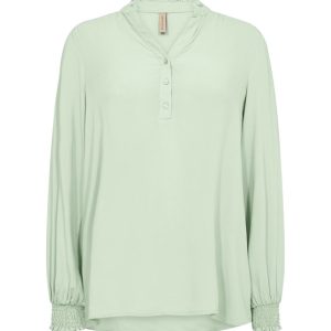 SC-RADIA 181 BLOUSE CLASSICA IN LENZING™ ECOVERO™ VISCOSE, VERDE LIME