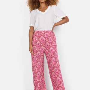 Pantaloni Colorati Dorte 3-B in LENZING™ ECOVERO™ Viscosa – Stampa Vibrante in Fucsia