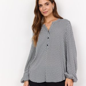 Blusa SC-Namra 1 in Viscosa Sostenibile LENZING™ ECOVERO™ con Stampa Geometrica