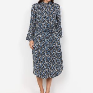 VESTITO CAMICIA MIDI SC-OLIN 2 IN 100% VISCOSA ECOVERO™ CON STAMPA FLOREALE, TG S-XXL