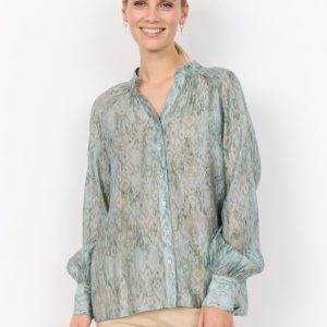 CAMICIA SC-OSWIN 1 CON STAMPA DELICATA IN VISCOSA ECOVEROâ„¢ E POLIESTERE, TG S-XXL