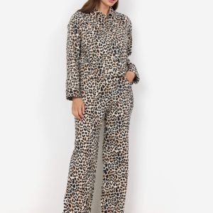 SC-Owena 3-C – Pantaloni Sartoriali con Stampa Leopardata