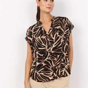 BLUSA SC-ROKSANA 2 IN 100% VISCOSA ECOVEROâ„¢ CON STAMPA BOTANICA, TG S-XXL