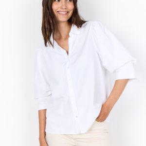 Camicia Donna Bianca Elegante SC-NETTI 119 con Maniche a Sbuffo – Cotone Biologico