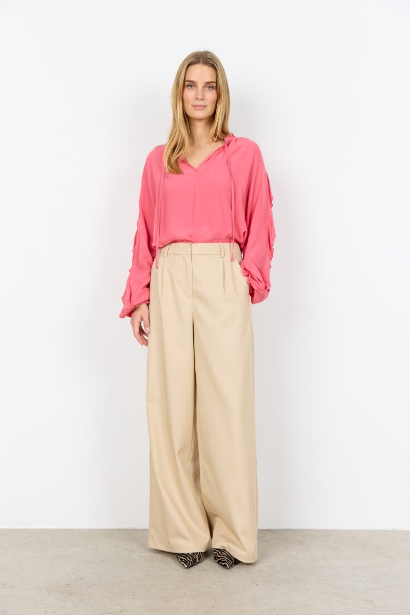 Blusa Donna Elegante Corallo SC-BARBEL 6 con Fiocco e Maniche Morbide - immagine 4