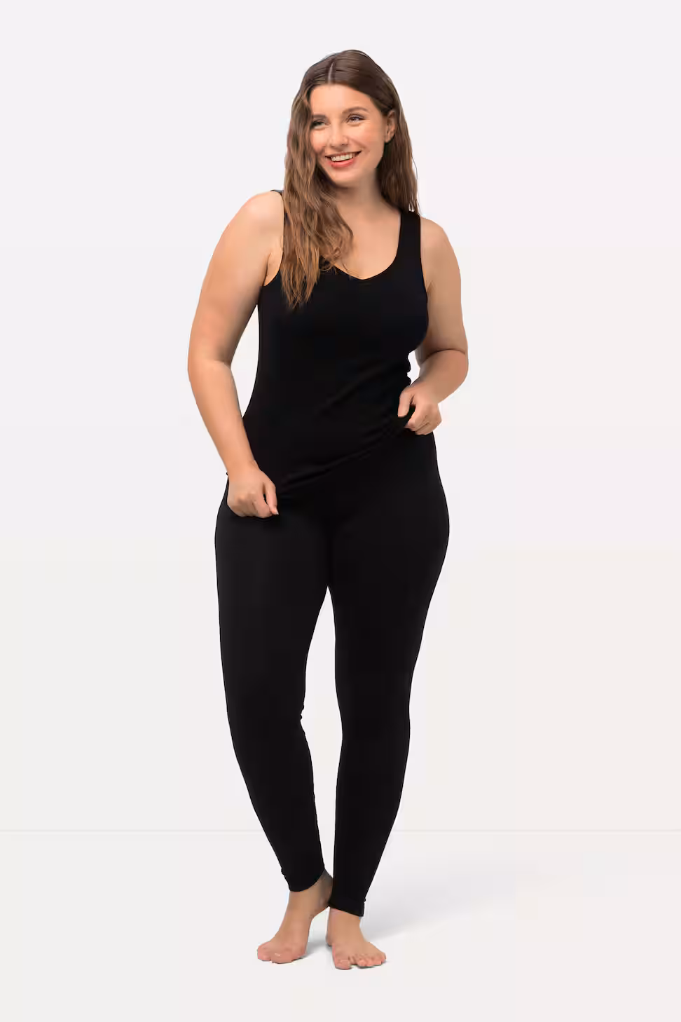 Leggings in cotone elasticizzato con cintura confortevole – Nero (taglie 48–62)