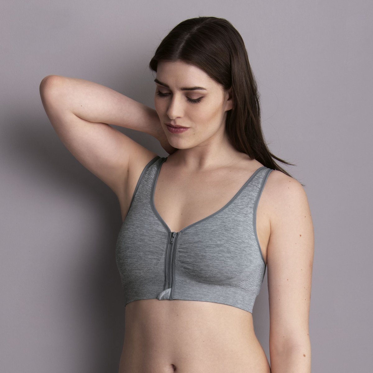 Lynn – Reggiseno per protesi con chiusura anteriore e imbottitura removibile – Grigio - immagine 3