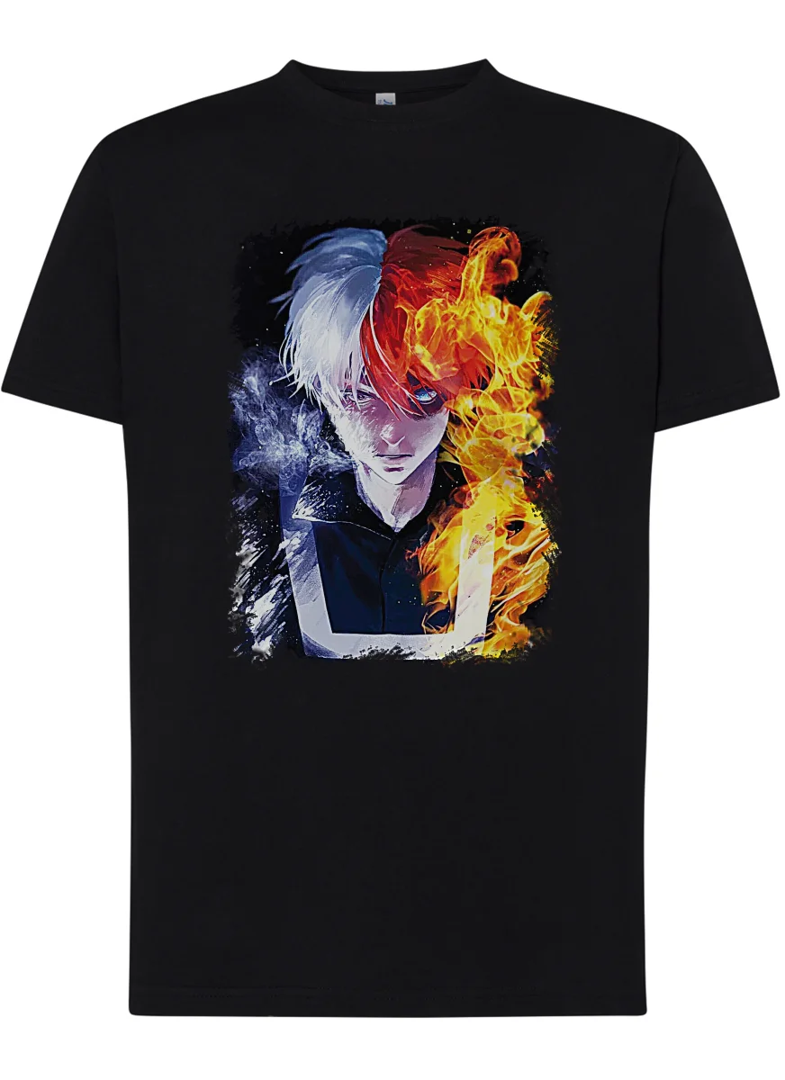 Todoroki Boku no Hero Academia Manga Anime Fumetti 6005-4 T-shirt Urban Men Uomo 100% Cotone Pettinato JK - immagine 3