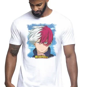 Todoroki Boku no Hero Academia Manga Anime Fumetti 6005-6 T-shirt Urban Men Uomo 100% Cotone Pettinato JK