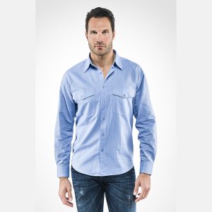 Camicia manica lunga Oxford azzurra