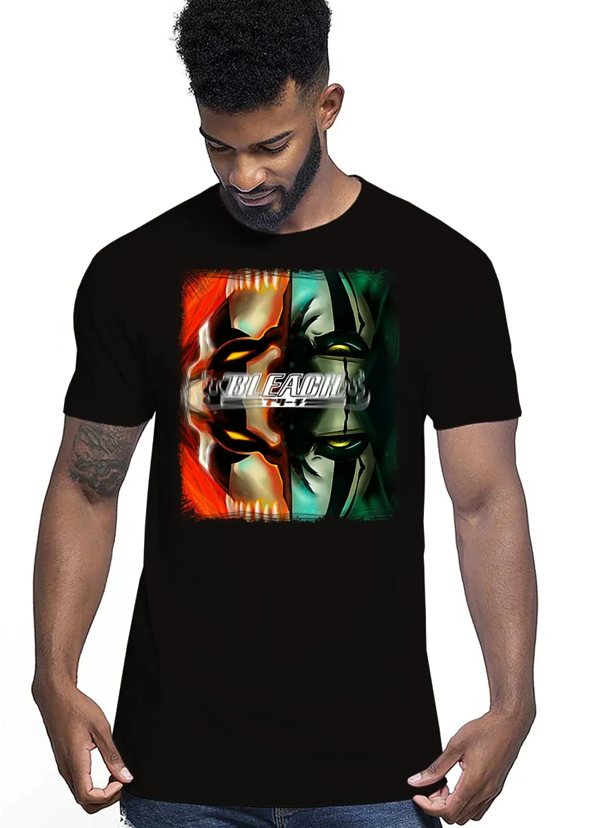 Bleach Doble face Manga Anime Fumetti 6011-4 T-shirt Urban Men Uomo 100% Cotone Pettinato JK - immagine 3