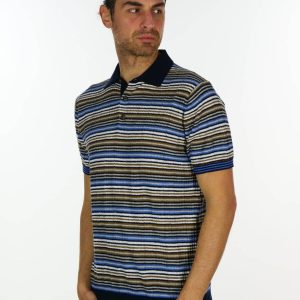 POLO A MANICA CORTA CON RIGHE MULTICOLOR