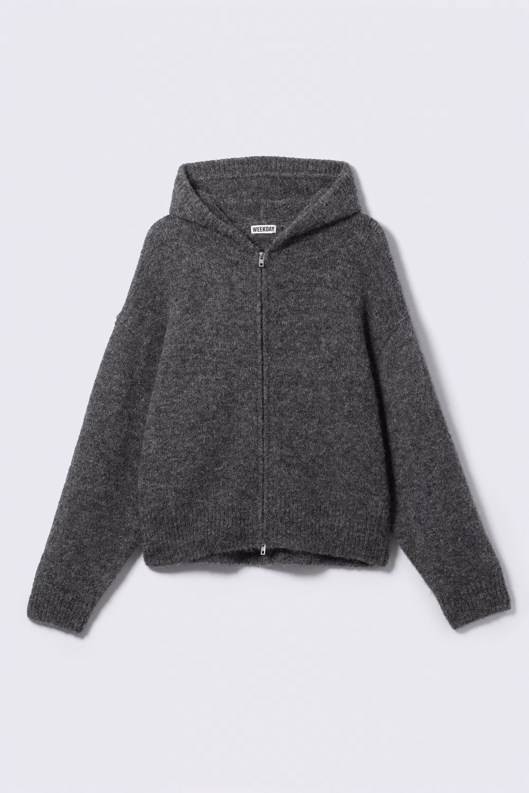 Weekday Knitted Boxy Wool Blend Zip Hoodie