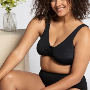 Bustier nero con chiusura anteriore, coppa C-D