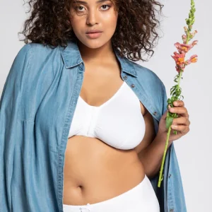Reggiseno bianco alto chiusura davanti