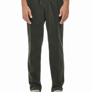 PANTALONE CON LACCI IN TESSUTO DI VELLUTO A COSTE SOTTILI