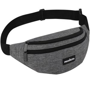 Men's Women's Waist Bag, Sports Waist Bag with 4 Zip Pockets, Men's Waist Bag, Small Adjustable Belt, Waterproof Work Waist Bag for Cycling Running Hiking Trekking Concerts