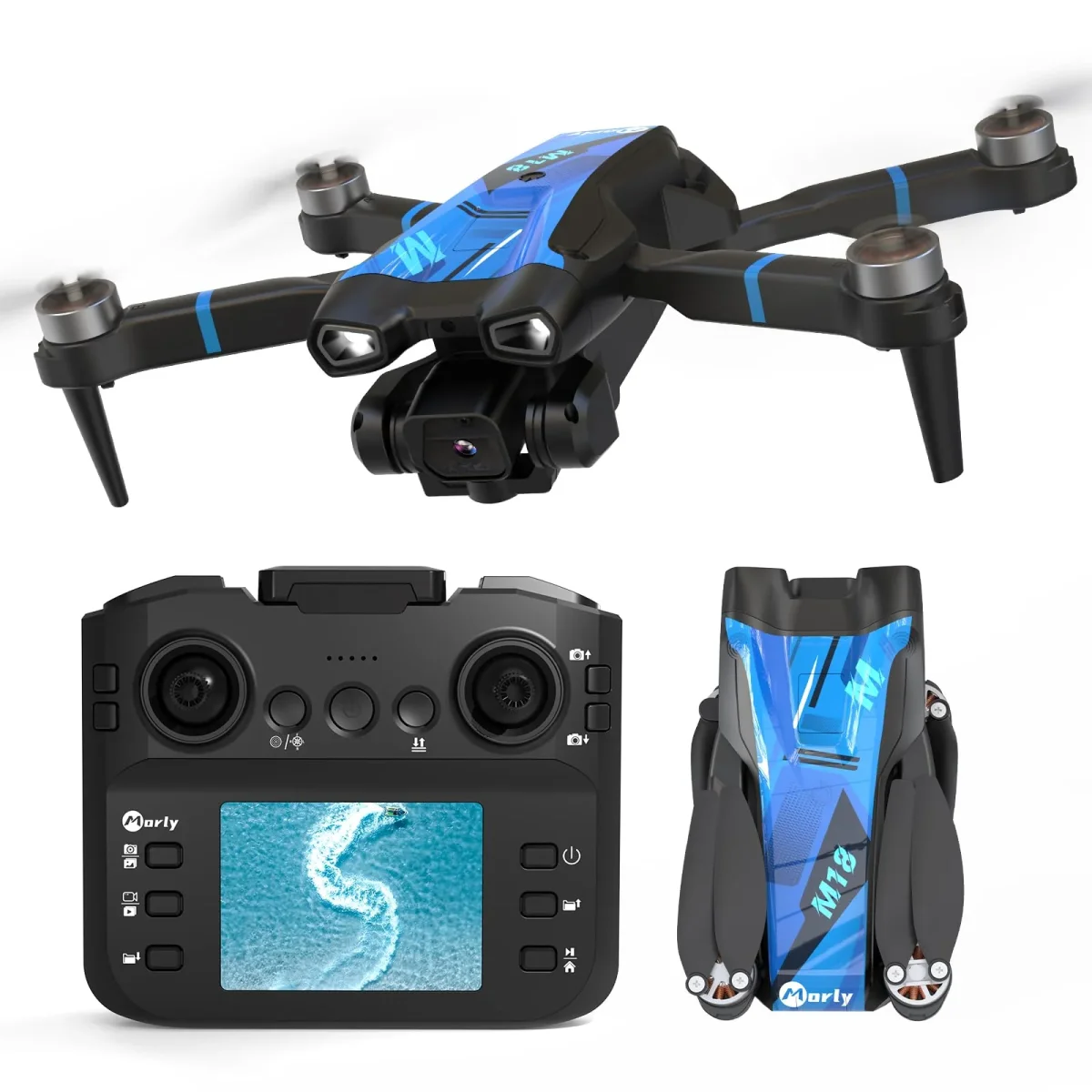 M18LCD Mini Drone con Fotocamera 4K Drone Con Telecomando LCD 3D Flip Design Pieghevole Telecomando Ricaricabile 3 Velocità Quadricottero RC per Principianti - immagine 3