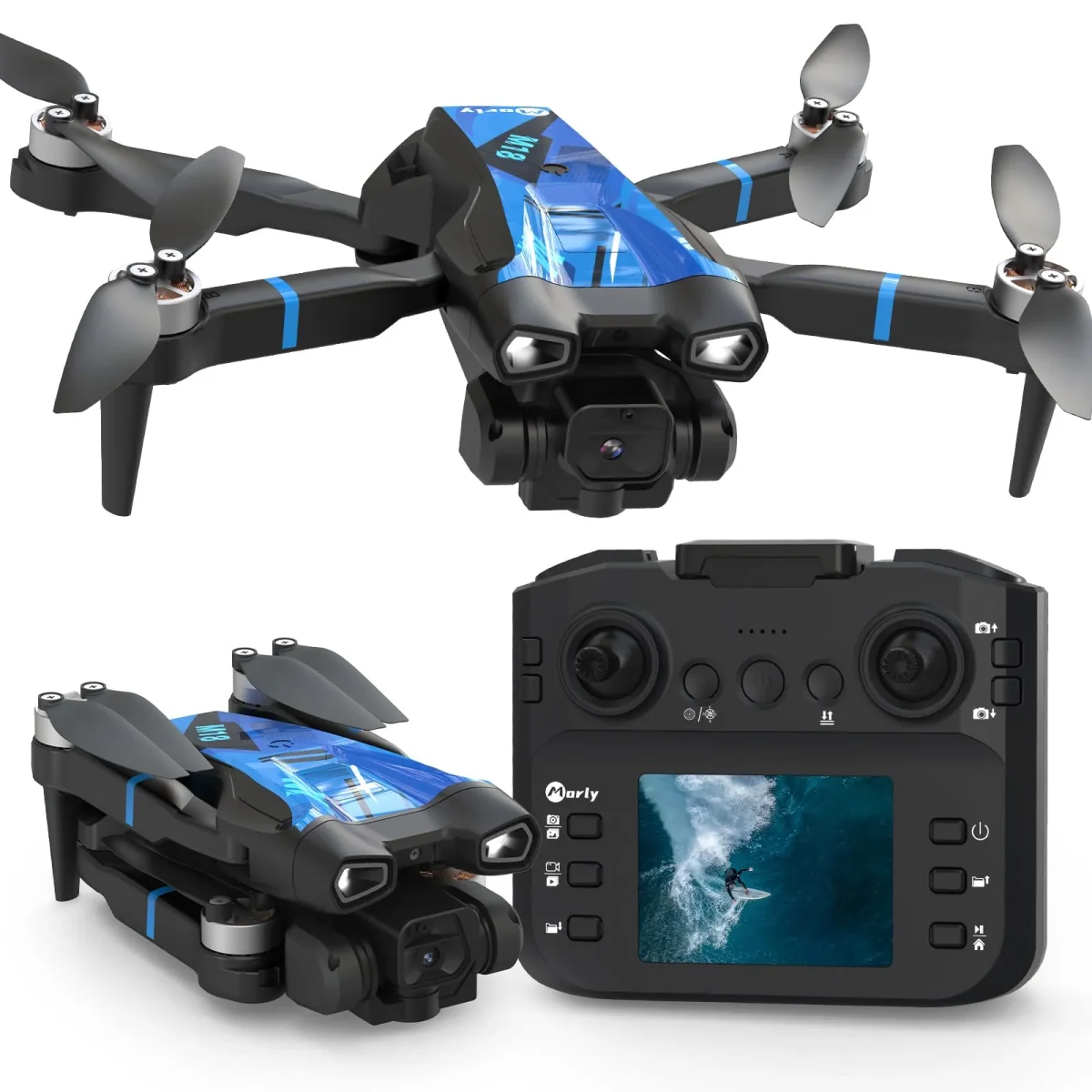 M18LCD Mini Drone con Fotocamera 4K Drone Con Telecomando LCD 3D Flip Design Pieghevole Telecomando Ricaricabile 3 Velocità Quadricottero RC per Principianti - immagine 2