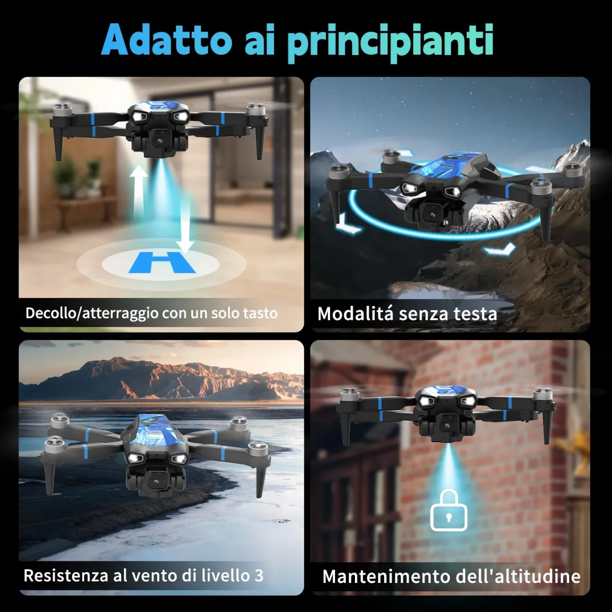 M18LCD Mini Drone con Fotocamera 4K Drone Con Telecomando LCD 3D Flip Design Pieghevole Telecomando Ricaricabile 3 Velocità Quadricottero RC per Principianti - immagine 7