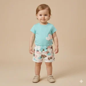 completo t-shirt e shorts bambina