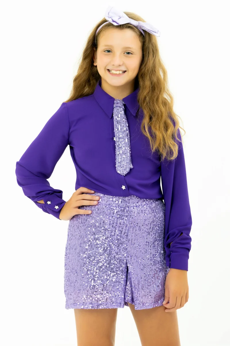 Camicia gioiello viola bambina - immagine 5