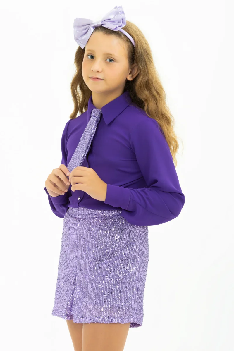 Camicia gioiello viola bambina - immagine 6