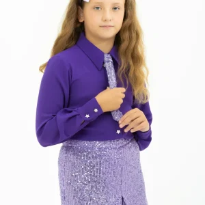 Camicia gioiello viola bambina