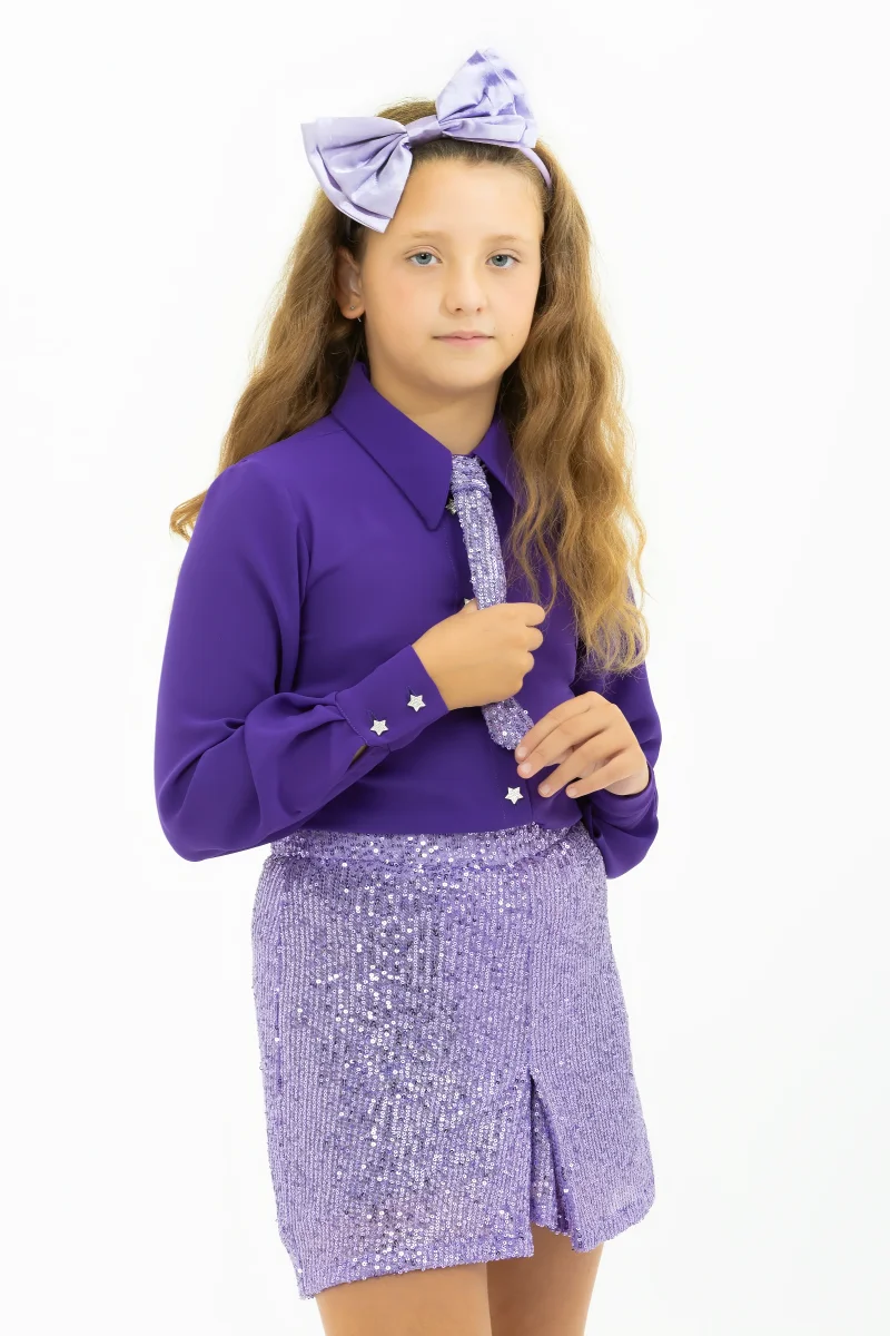 Camicia gioiello viola bambina - immagine 2