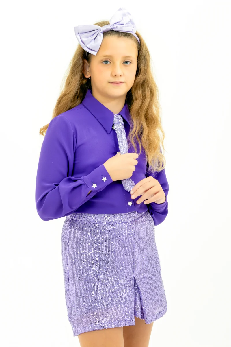 Camicia gioiello viola bambina - immagine 3